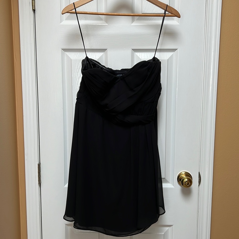 Express Black Strapless Draped Mini Dress (12)